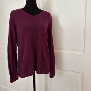 Talbots Cotton Sweater, Petite Large, Plum